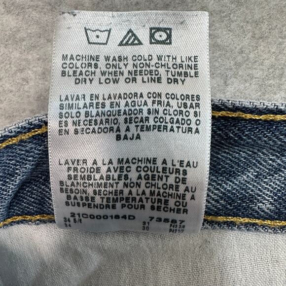 Wrangler Jean Shorts WMNS 33 High Rise Cut-off Distressed Medium Wash Frayed Hem - Picture 6 of 6